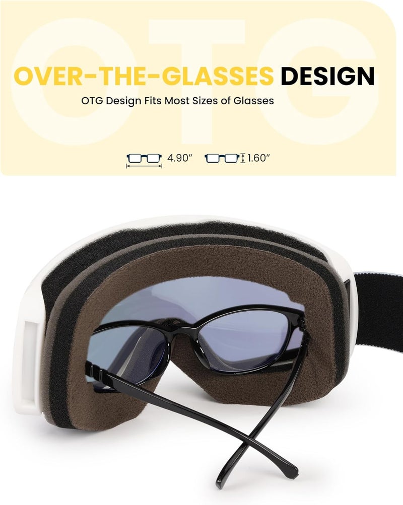 Snower Kids Ski Goggles, Anti-Fog Snow Goggles with OTG Design, 100% UV Protection, HD Lens for Kids Boys Girls - Image 3